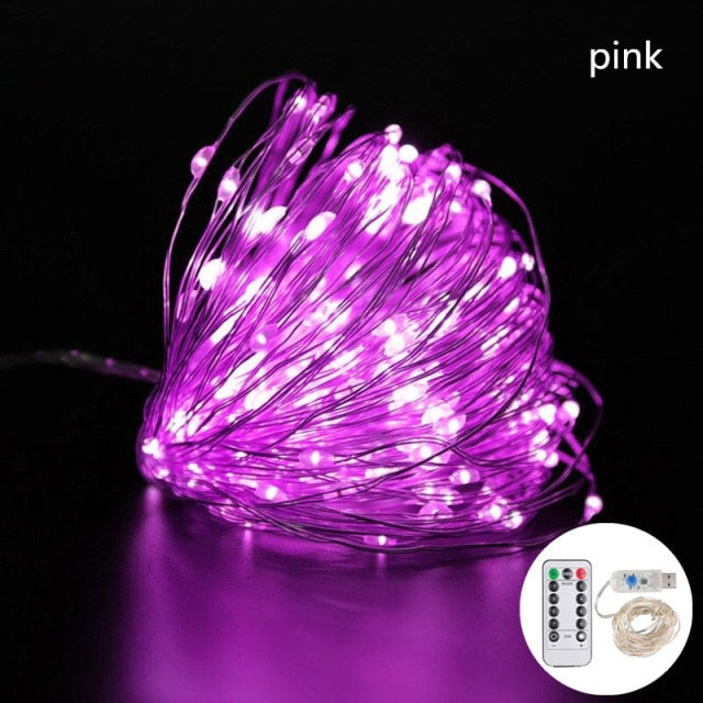 5M-20M LED Christmas String Lights in various colors and modes. Small and flexible wire for easy wrapping. Energy-saving LED bulbs. Fireproof ABS plastic shell with waterproof silicon. Simple installation. Get yours now!