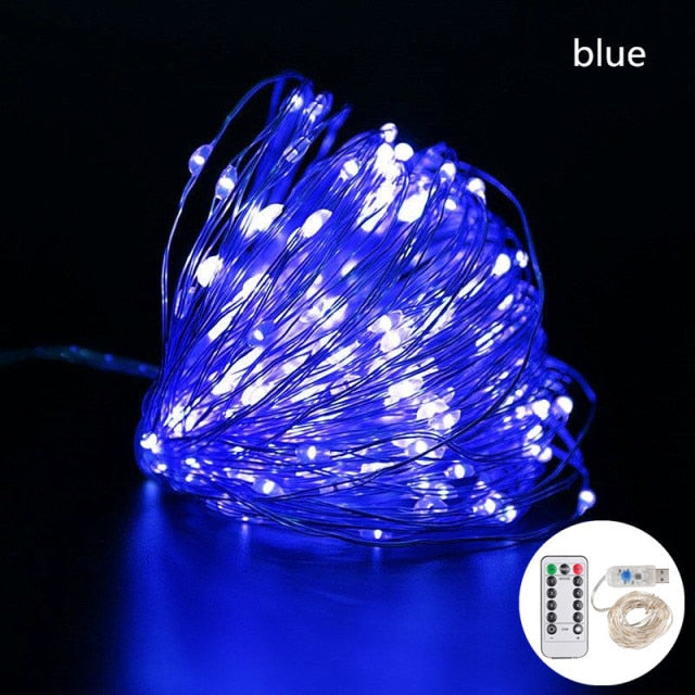 5M-20M LED Christmas String Lights in various colors and modes. Small and flexible wire for easy wrapping. Energy-saving LED bulbs. Fireproof ABS plastic shell with waterproof silicon. Simple installation. Get yours now!