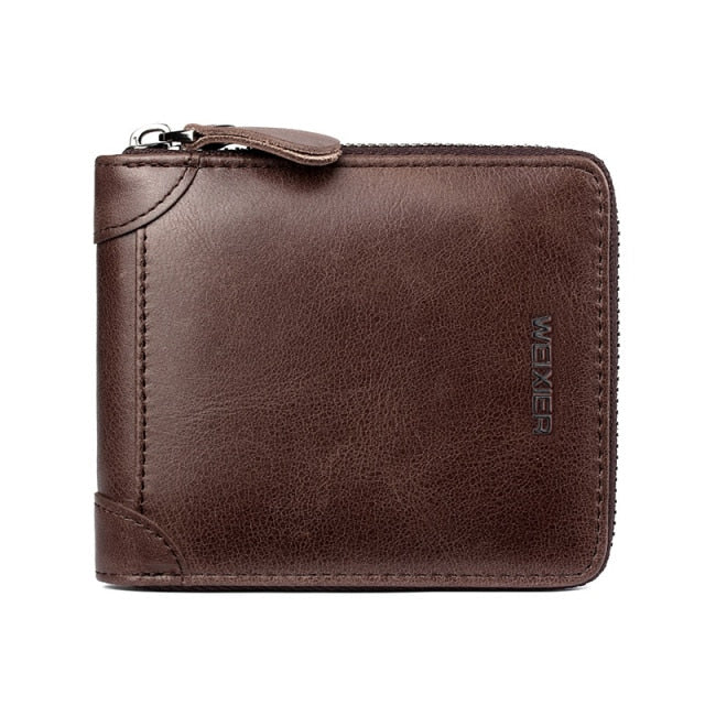 Men's Zipper Wallet - Secure and durable closure - Polyurethane material - Coin compartment, cardholder, and extra pockets - Available in black, brown, and khaki colors.