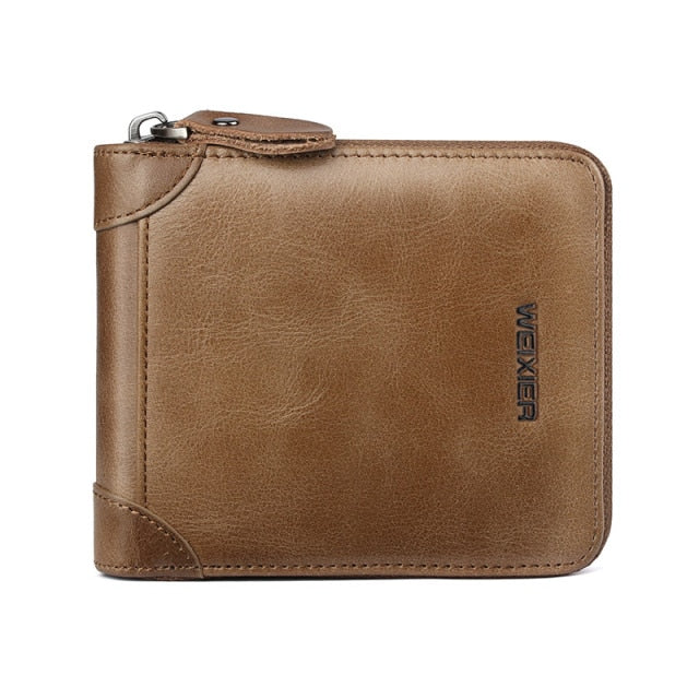 Men's Zipper Wallet - Secure and durable closure - Polyurethane material - Coin compartment, cardholder, and extra pockets - Available in black, brown, and khaki colors.