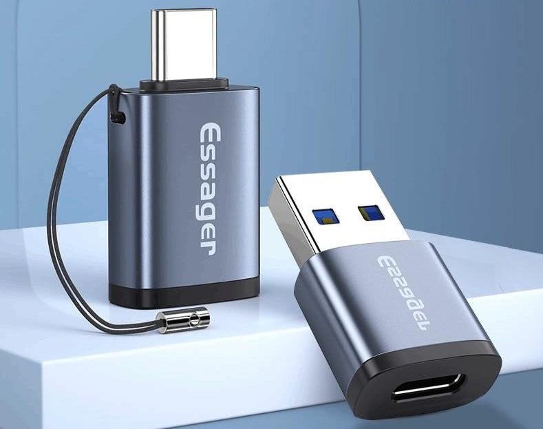 Compact and versatile USB 3.0 to Type C Male OTG Adapter. Compatible with various devices. Features mobile phone adapter, OTG cable, and USB Type C compatibility. Available in black, silver, grey, and tarnish colors. Upgrade your connectivity options!