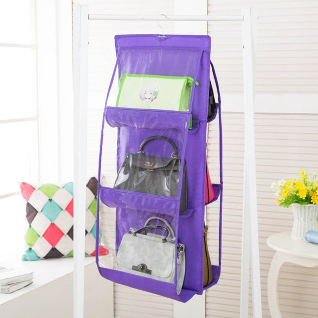 Transparent Hanging Handbag Organizer for easy storage and accessibility.