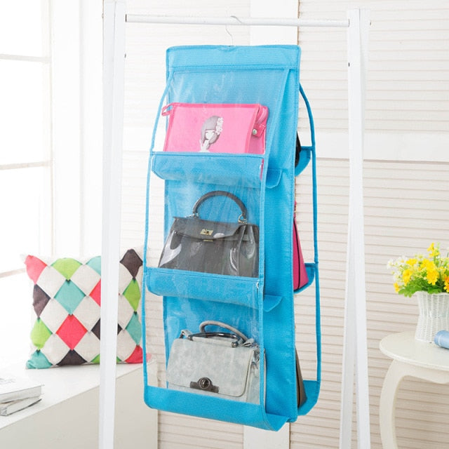 Transparent Hanging Handbag Organizer for easy storage and accessibility.