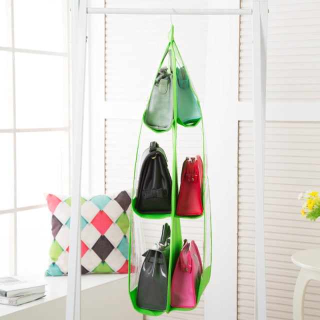 Transparent Hanging Handbag Organizer for easy storage and accessibility.