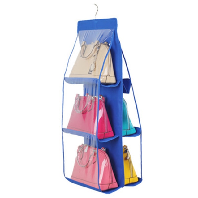 Transparent Hanging Handbag Organizer for easy storage and accessibility.