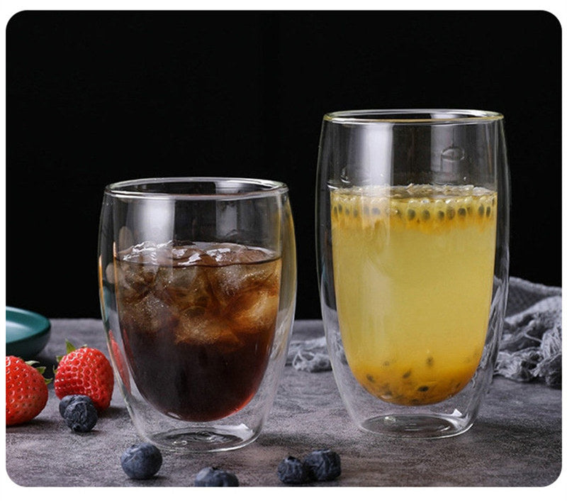 Double-walled borosilicate wine glass with elegant design and temperature retention.