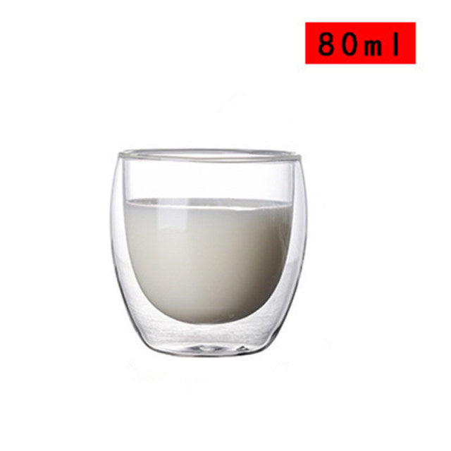 Double-walled borosilicate wine glass with elegant design and temperature retention.