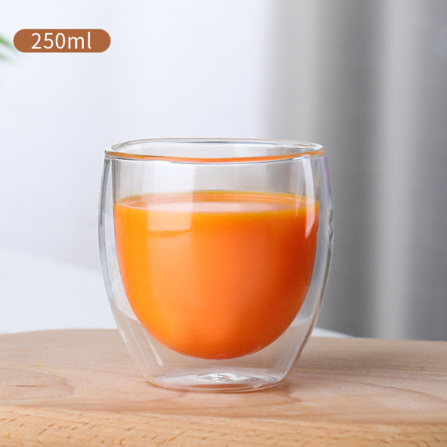 Double-walled borosilicate wine glass with elegant design and temperature retention.