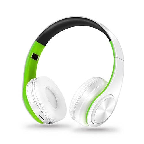 Wireless headphones with Bluetooth V5.0+EDR Technology. Includes FM radio and USB port. Hands-free communication with phone and PC/Macbook. Sleek design for comfort and style. Convenient play/pause, call answering, and volume control.